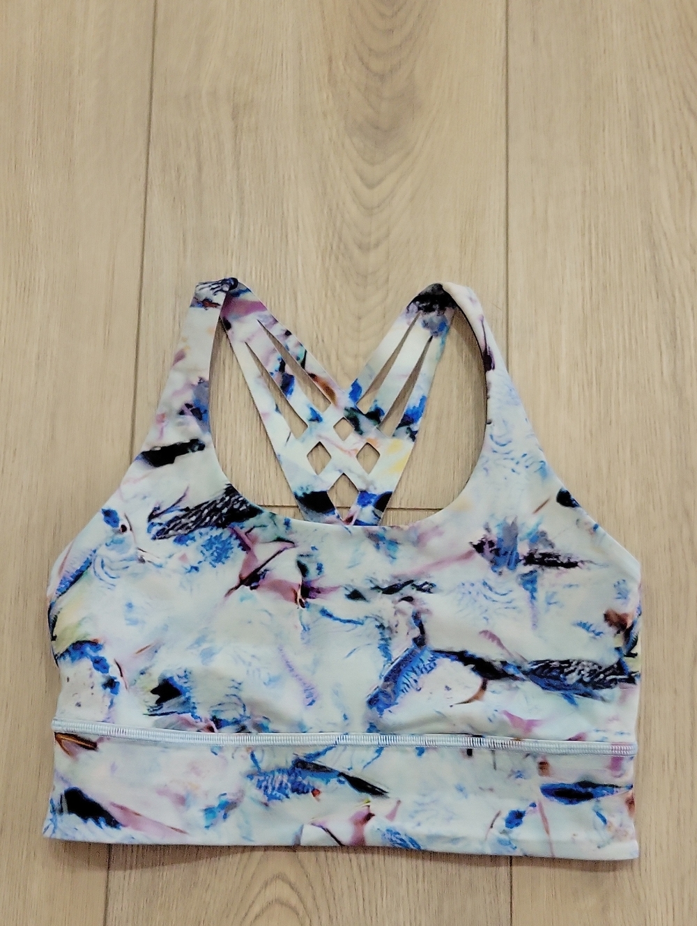 lululemon athletica Pastel Floral Strappy Sports Bra - Blue & Pink Accents